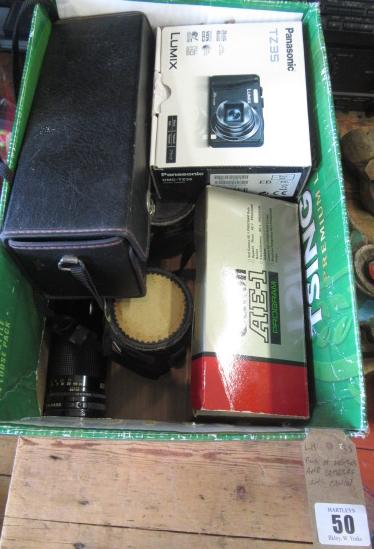 BOX OF LENSES AND CAMERAS INCLUDING CANON Image