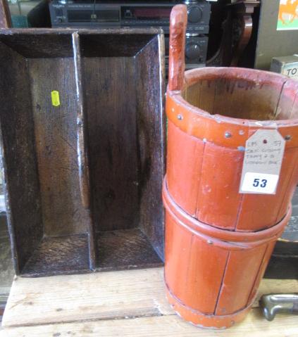 OAK CUTLERY TRAY AND WOODEN PAIL Image