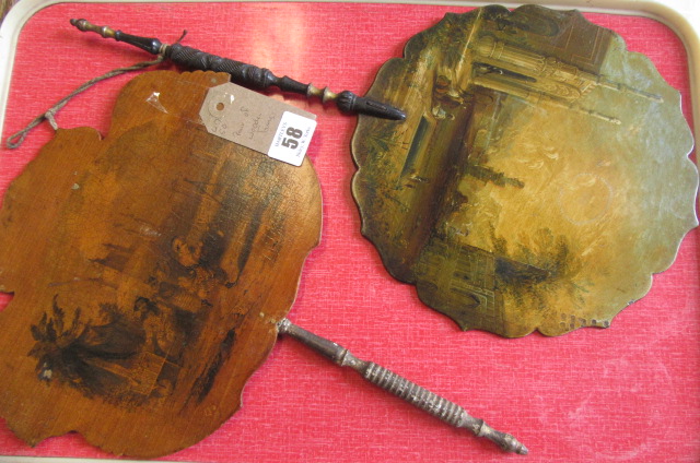 PAIR OF WOODEN FACE SCREENS Image