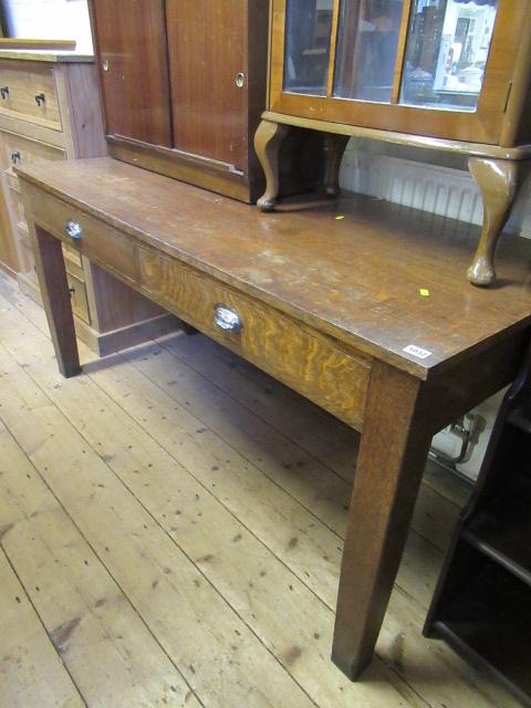 LARGE OAK TWO DRAWER DESK Image