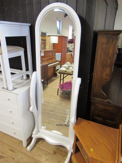 LARGE WHITE PAINTED CHEVAL MIRROR Image
