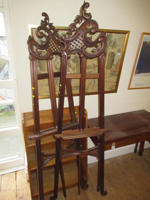 PAIR OF LARGE ORNATE WOODEN PICTURE EASELS Image