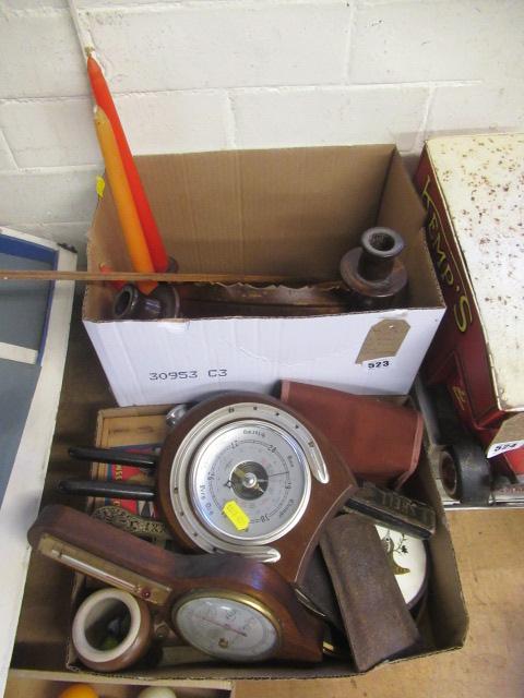 TWO BOXES OF MISCELLANEOUS INCLUDING BAROMETERS Image