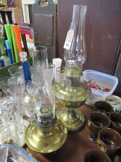 TWO BRASS OIL LAMPS Image