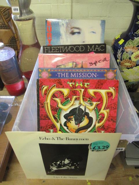 BOX OF LP RECORDS INCLUDING FLEETWOOD MAC, THE CULT AND STEVIE WONDER Image