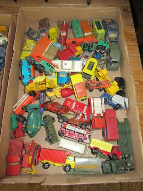 BOX OF DIECAST VEHICLES INCLUDING DINKY AND A CHITTY CHITTY BANG BANG Image
