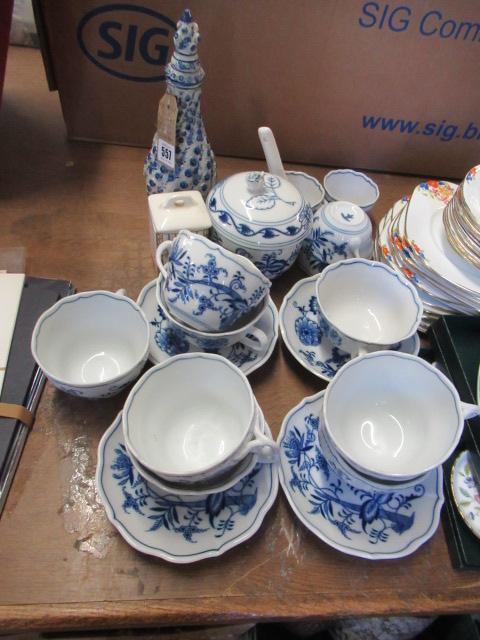 BLUE AND WHITE CZECH CHINA TEACUPS ETC Image