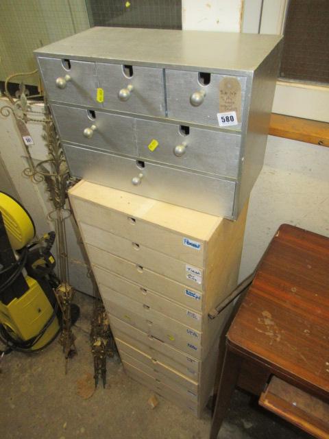 THREE PLYWOOD WORK CHESTS Image