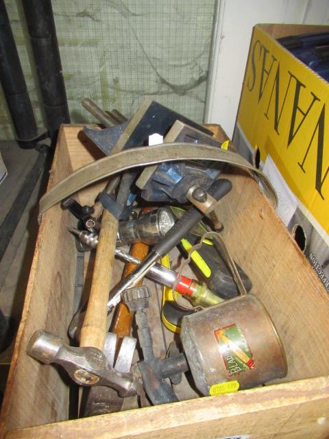 BOX OF TOOLS ETC INCLUDING DRAPER VICE Image