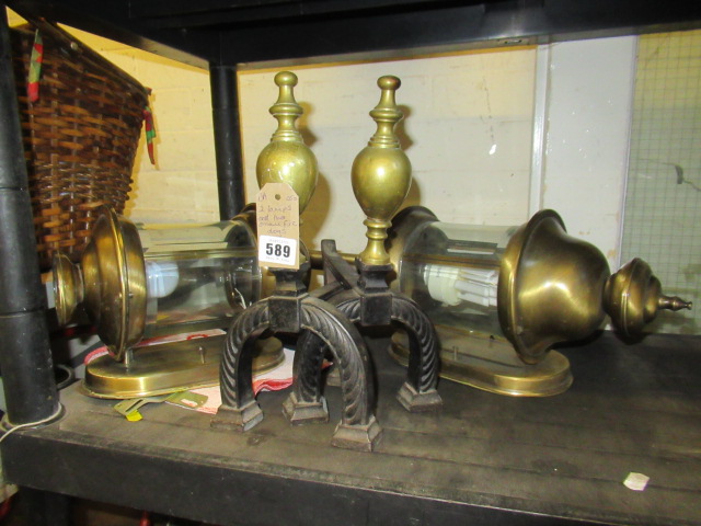 TWO LAMPS AND TWO FIRE DOGS Image