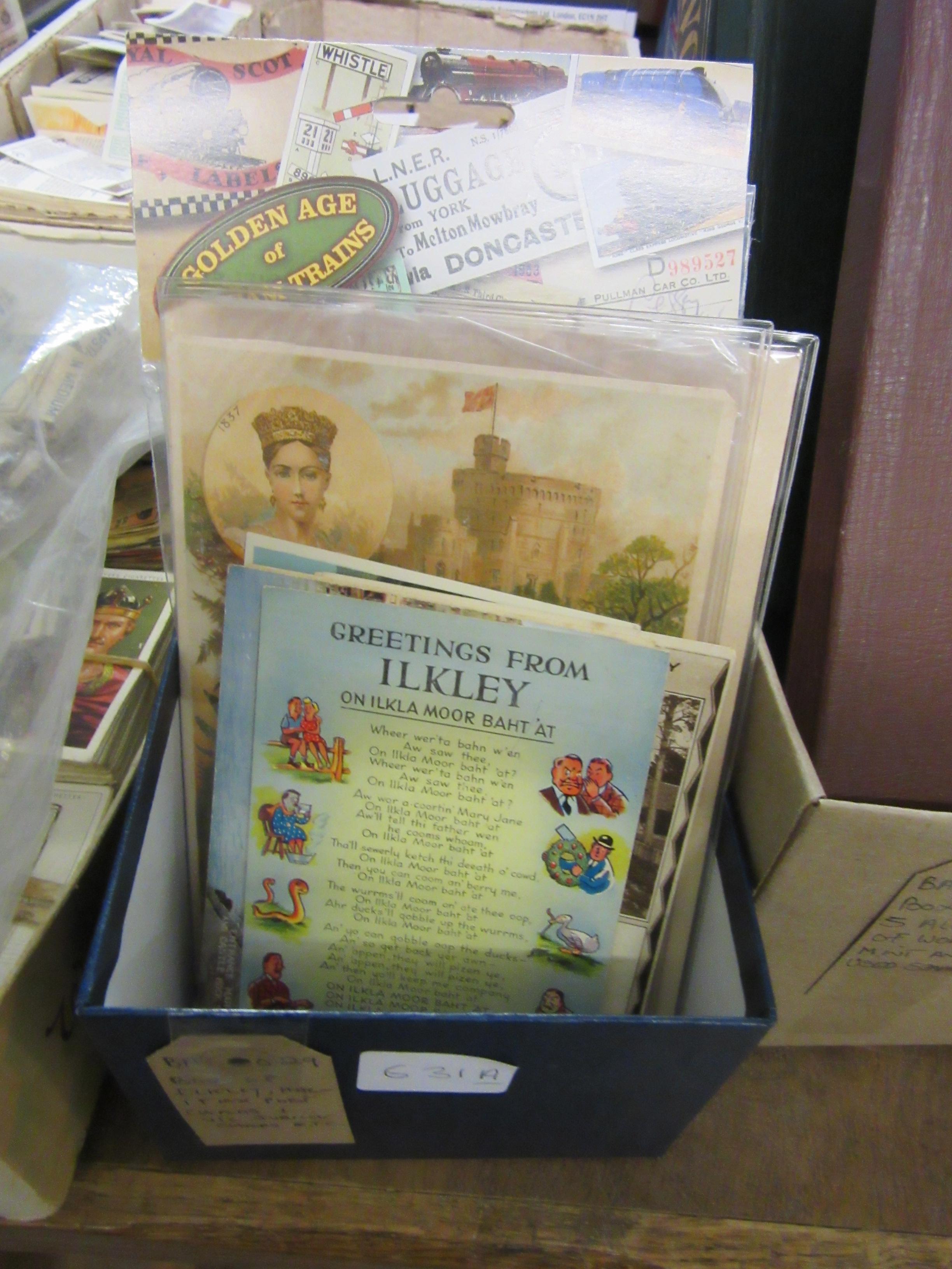 BOX OF ILKLEY AND HALIFAX POSTCARDS WITH VICTORIAN JUBILEE CARDS ETC Image