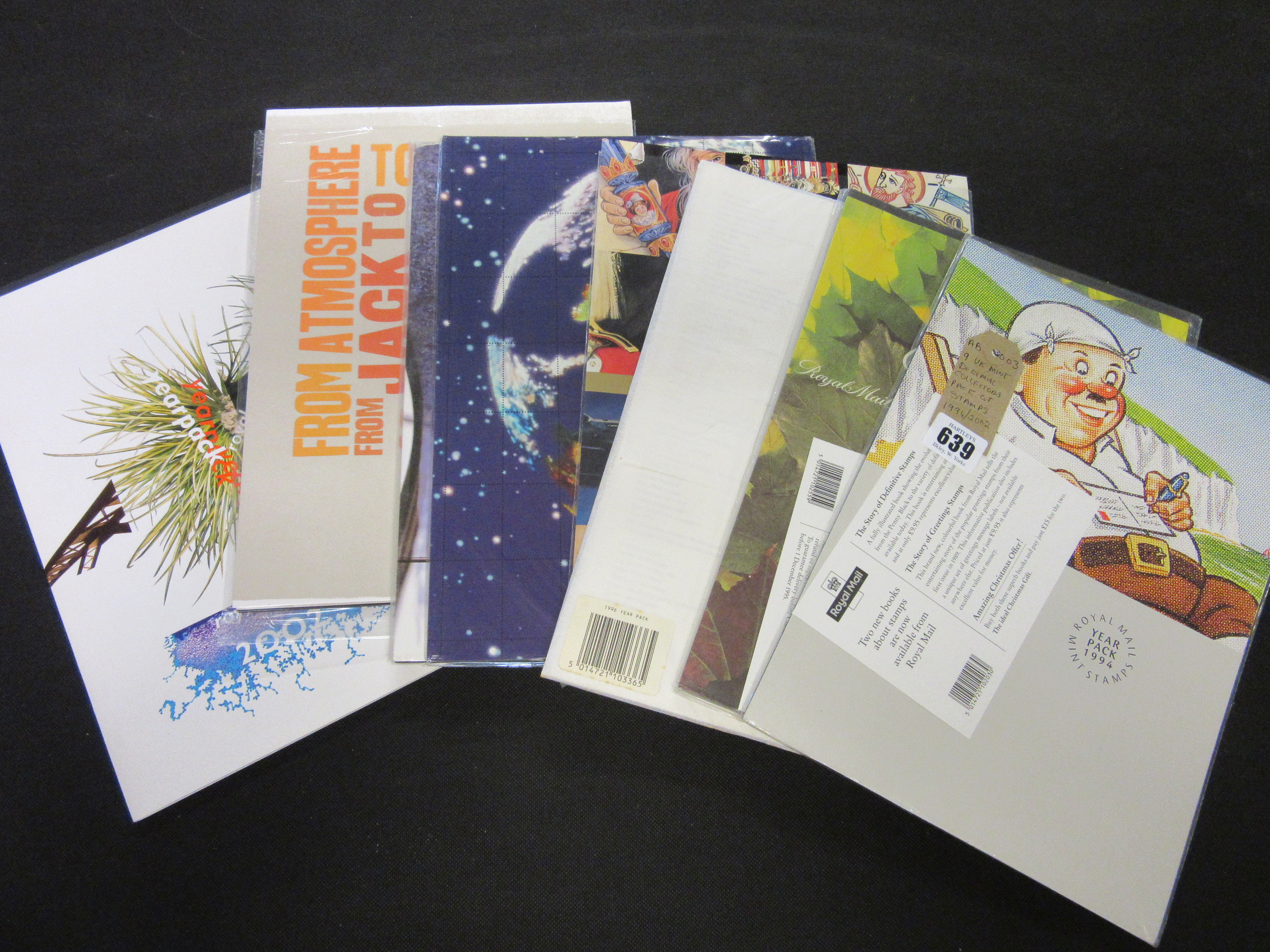 NINE MINT UK DECIMAL COLLECTORS PACKS OF STAMPS 1994-2002 Image
