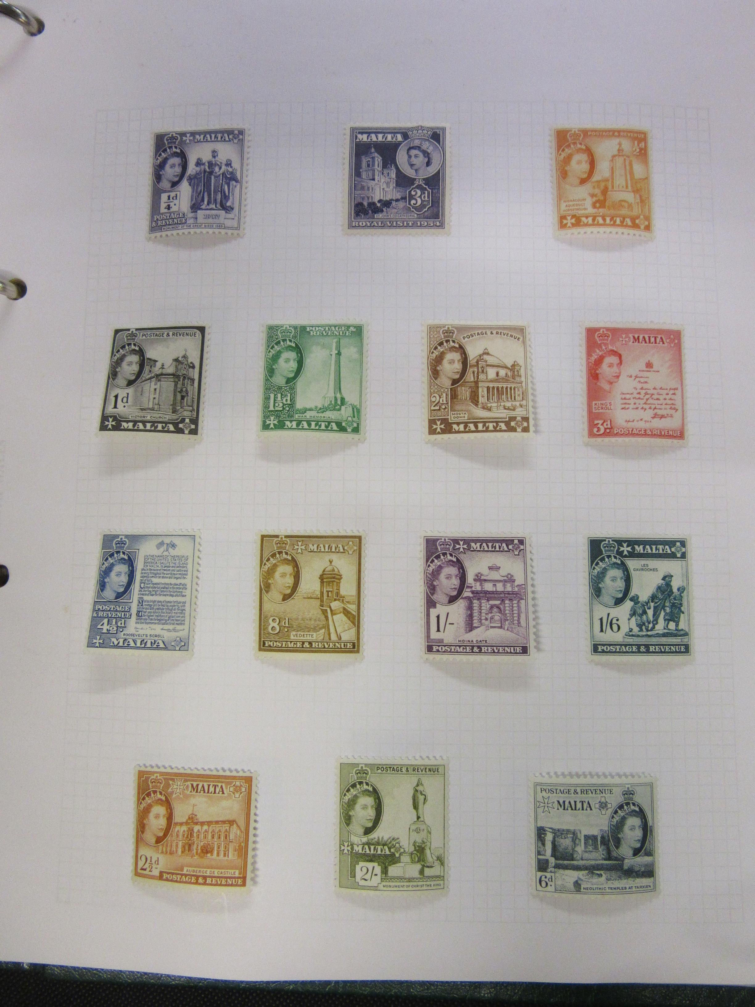 ALBUM OF MAINLY MINT ERII ERA STAMPS INCLUDING AFRICAN, CARRIBEAN AND MALTESE EXAMPLES Image