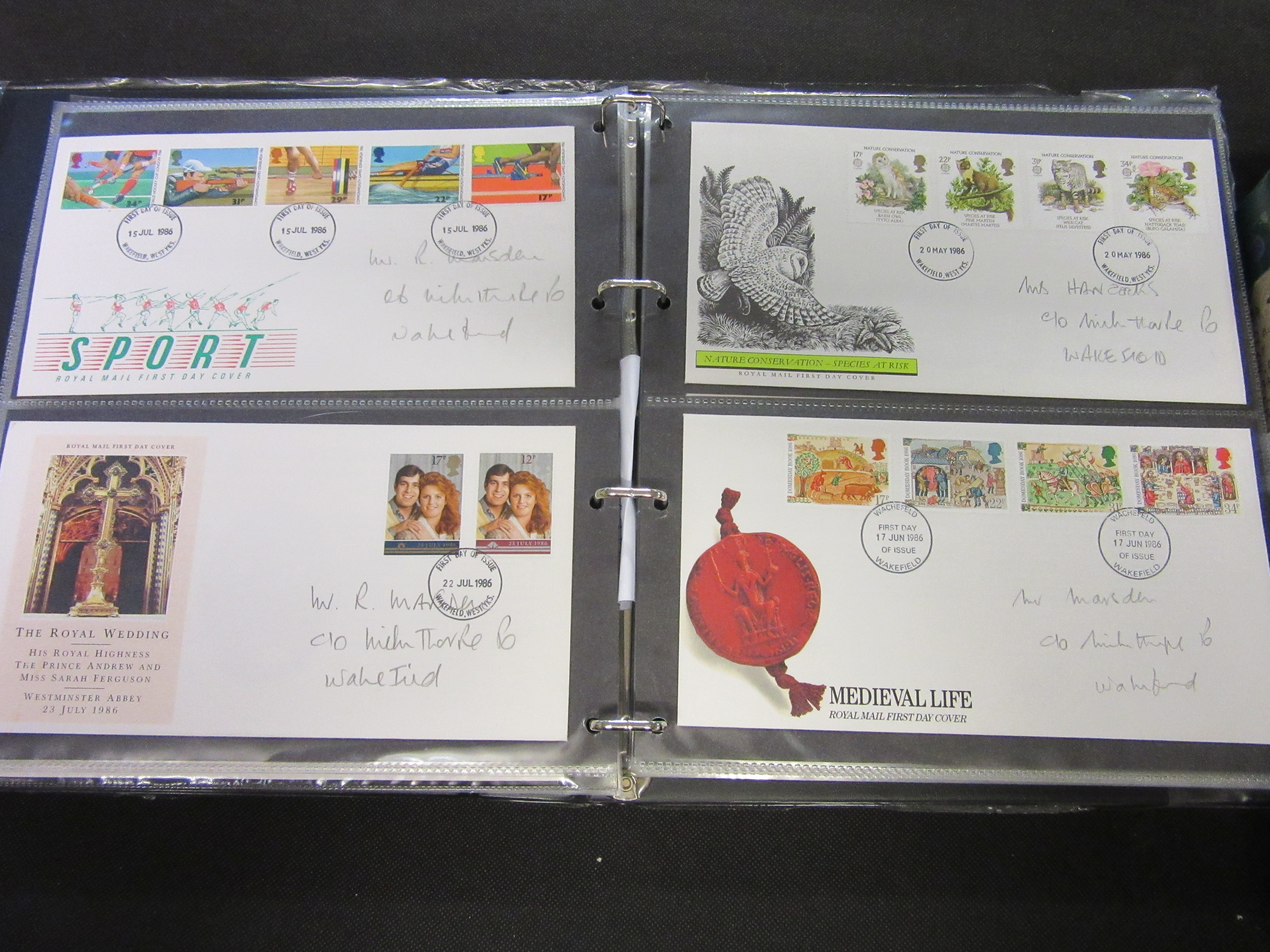 TWO ALBUMS OF UK FIRST DAY COVERS 1983-2018 INCLUDING SIGNED JOCKEY EXAMPLE Image