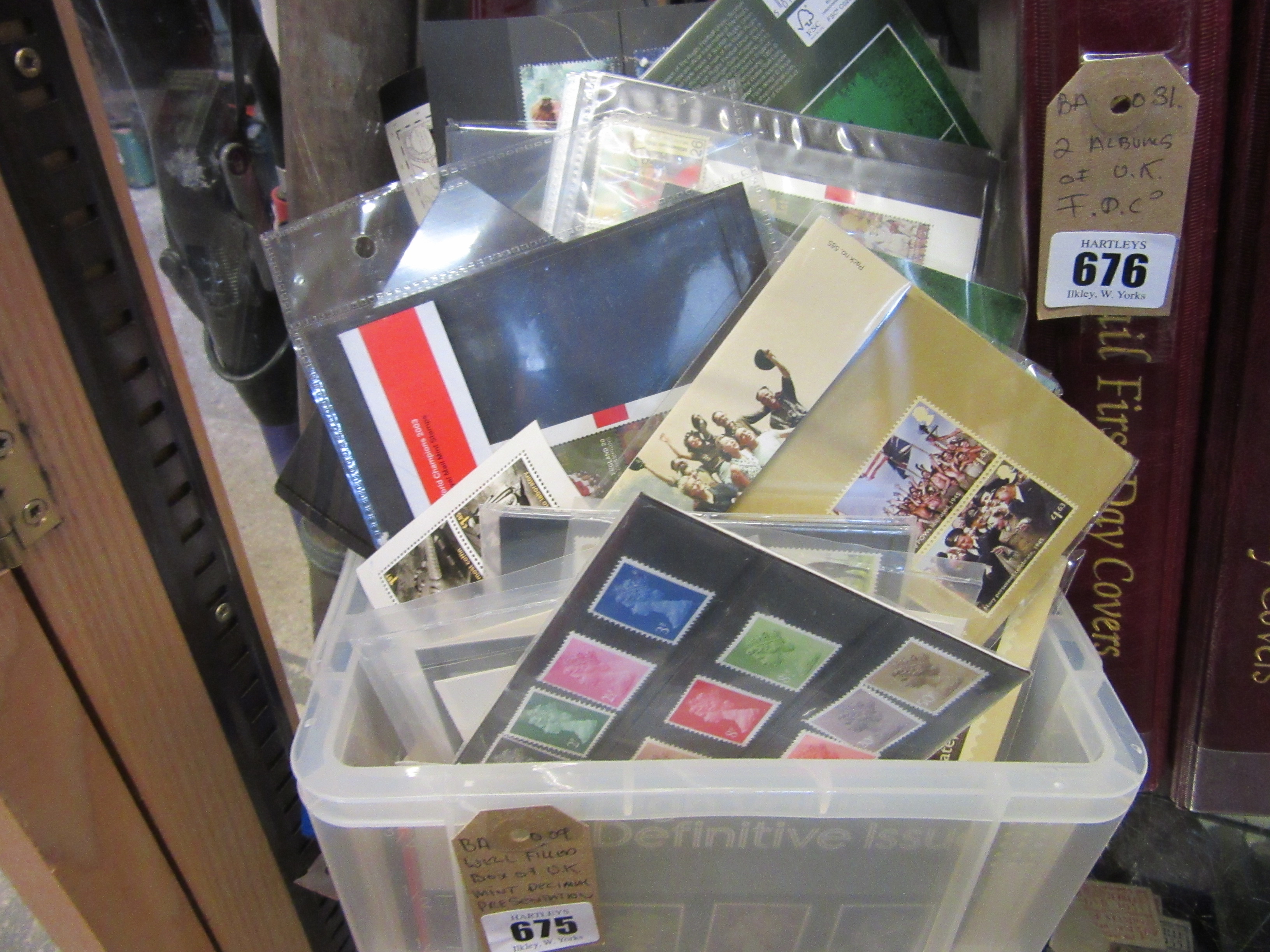 WELL FILLED BOX OF UK MINT DECIMAL PRESENTATION PACKS OF STAMPS Image