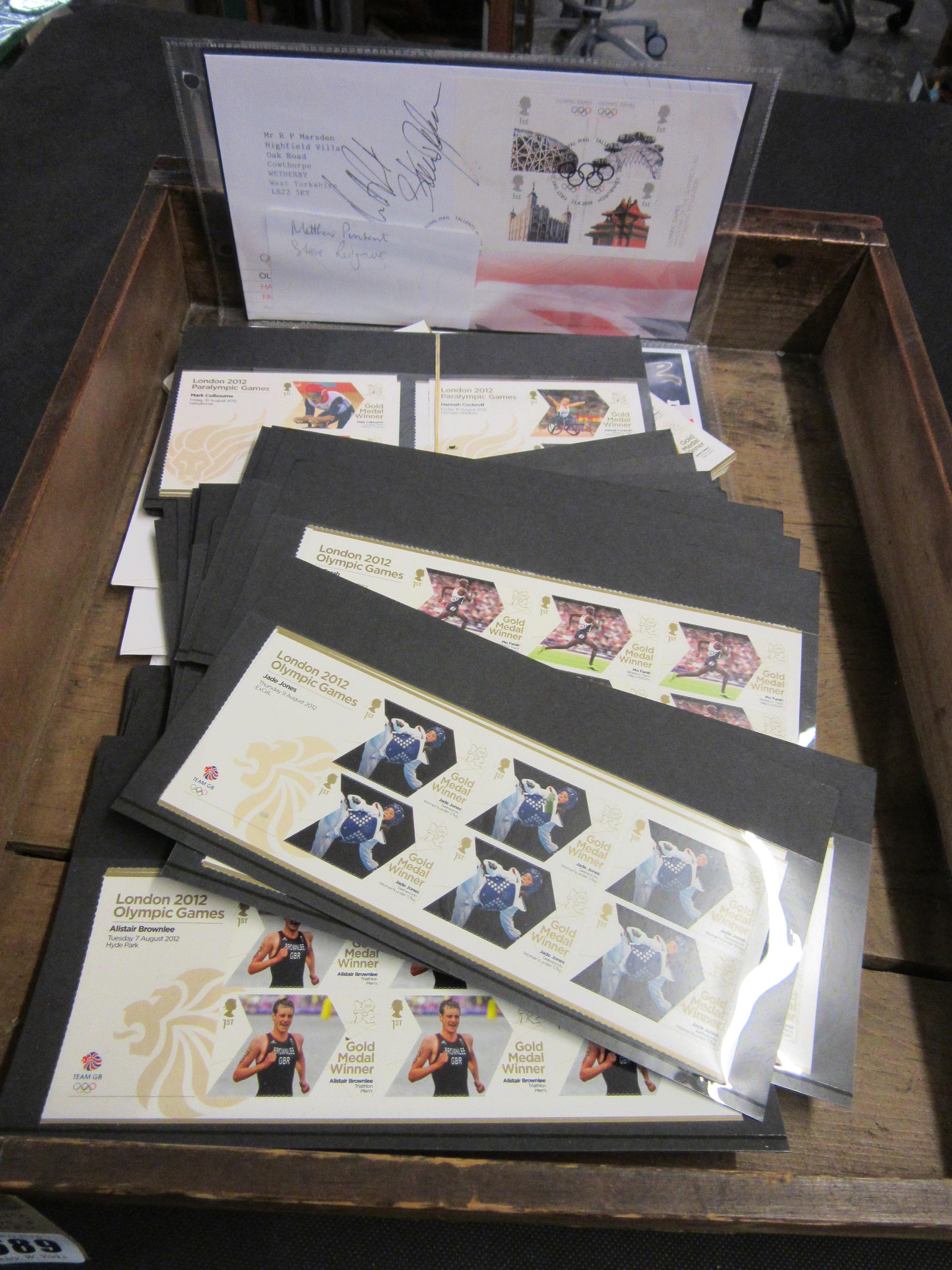 VALUABLE MINT 2012 OLYMPIC AND PARA OLYMPIC STAMPS WITH SIGNED FIRST DAY COVERS Image