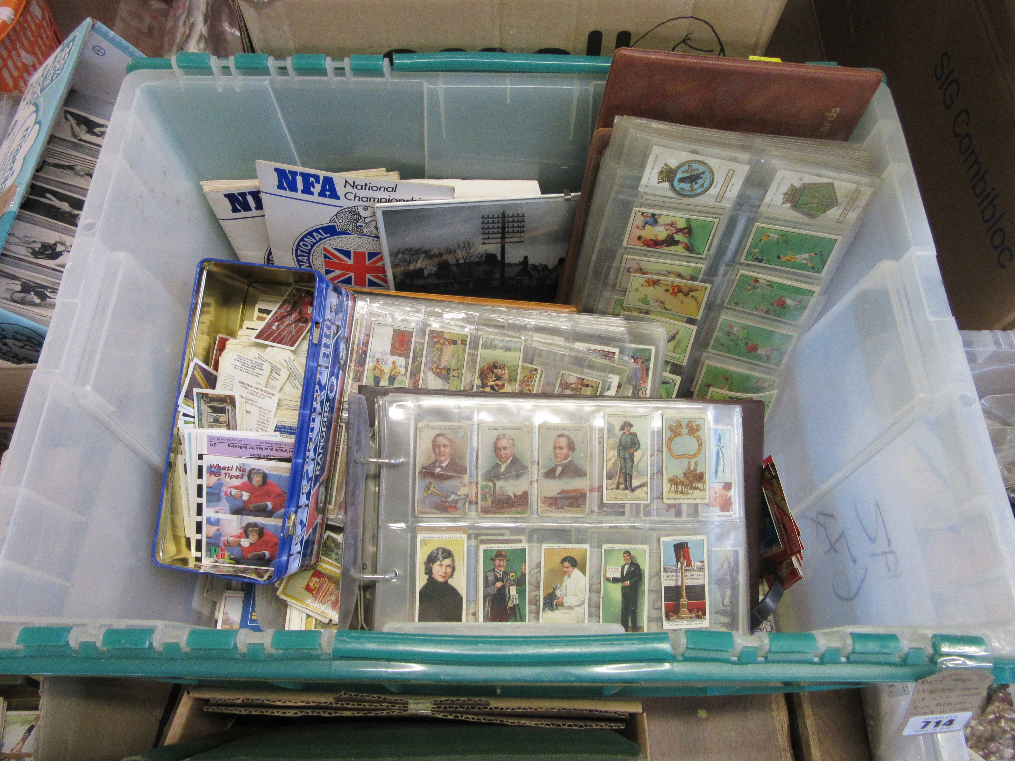 LARGE BOX OF CIGARETTE CARDS INCLUDING ALBUM SETS AND LOOSE CARDS Image
