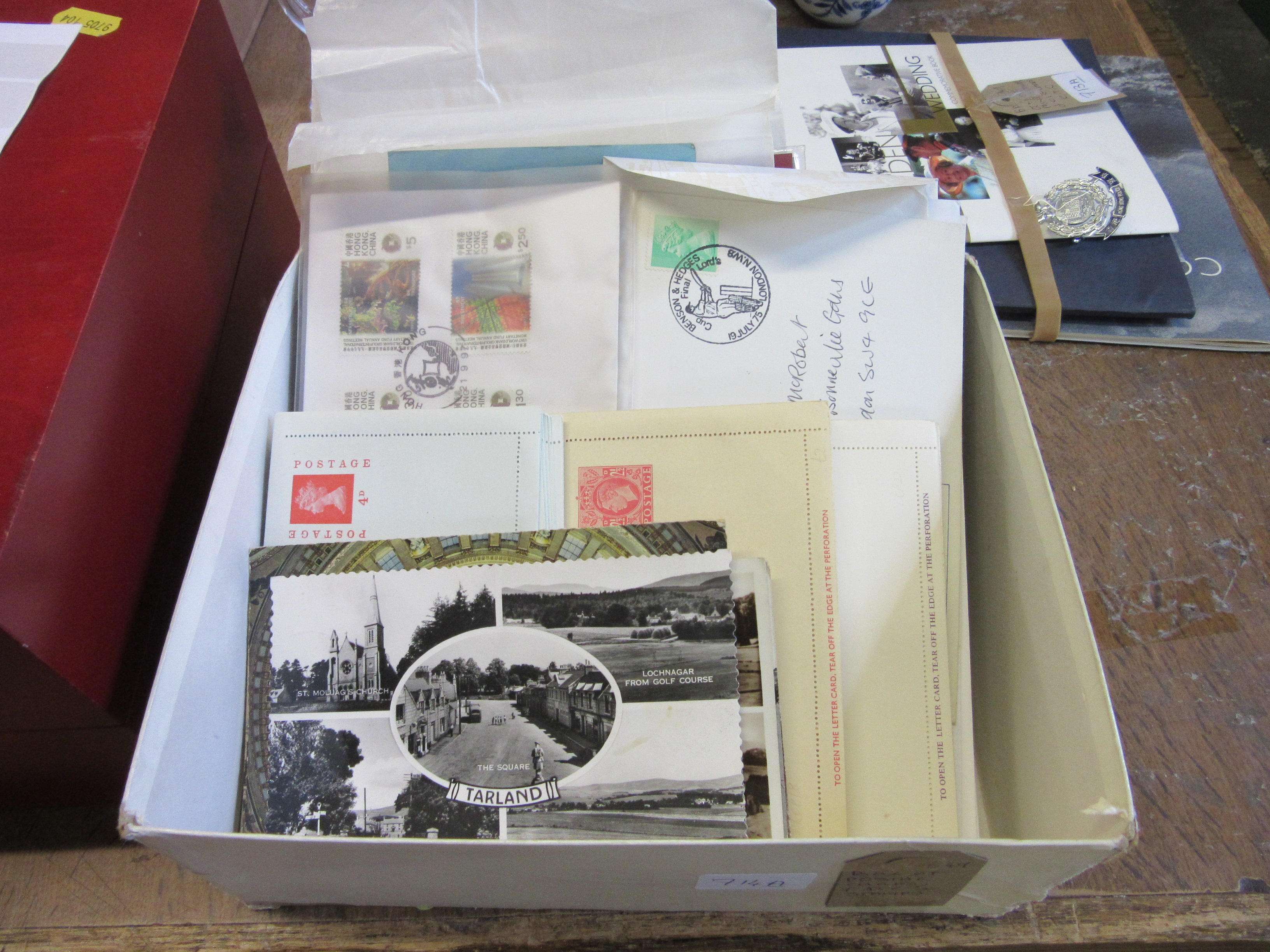 BOX OF POSTAL CARD, FIRST DAY COVERS AND STAMPS Image