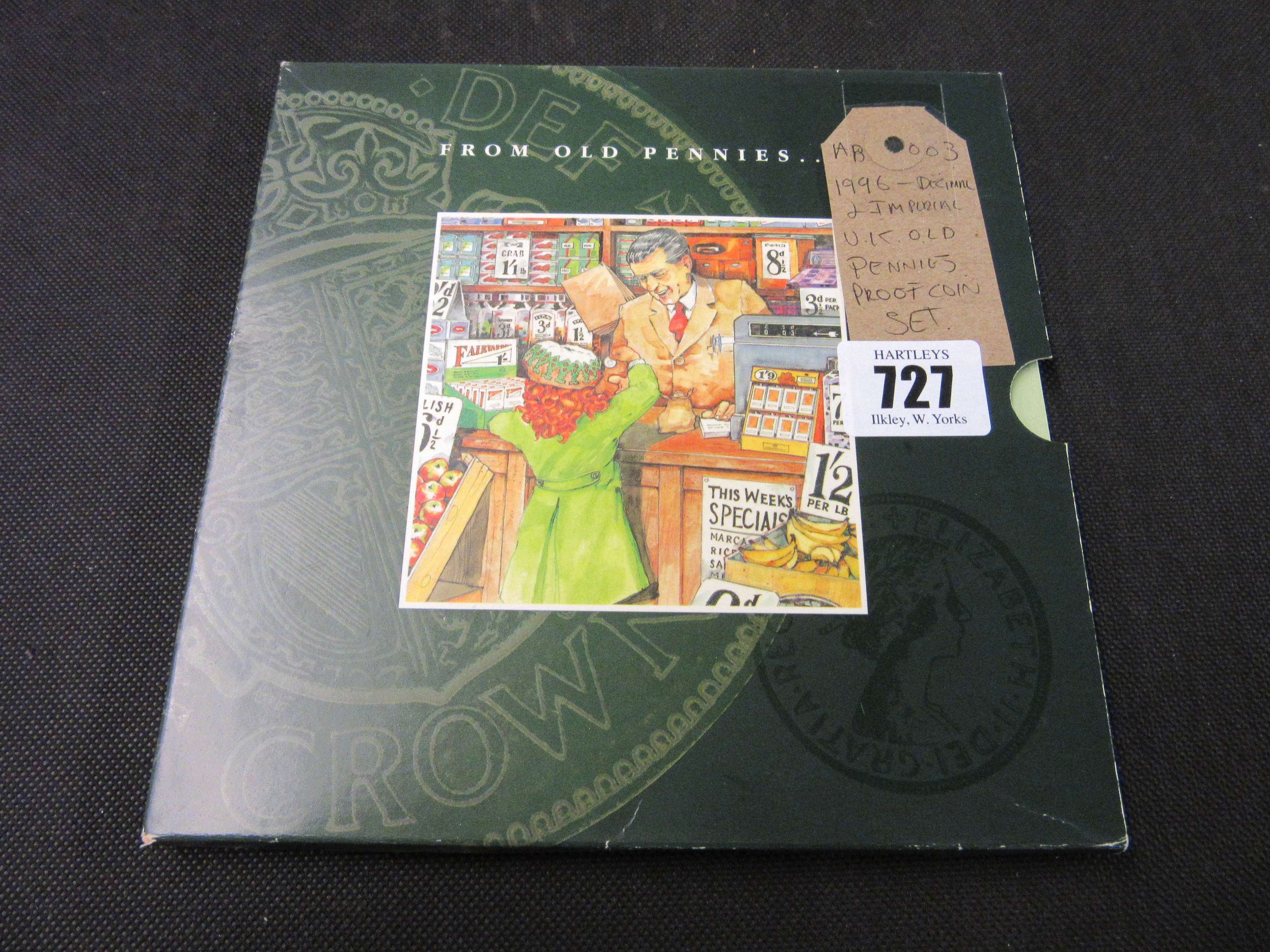 1996 DECIMAL AND IMPERIAL UK OLD PENNIES PROOF COIN SET Image