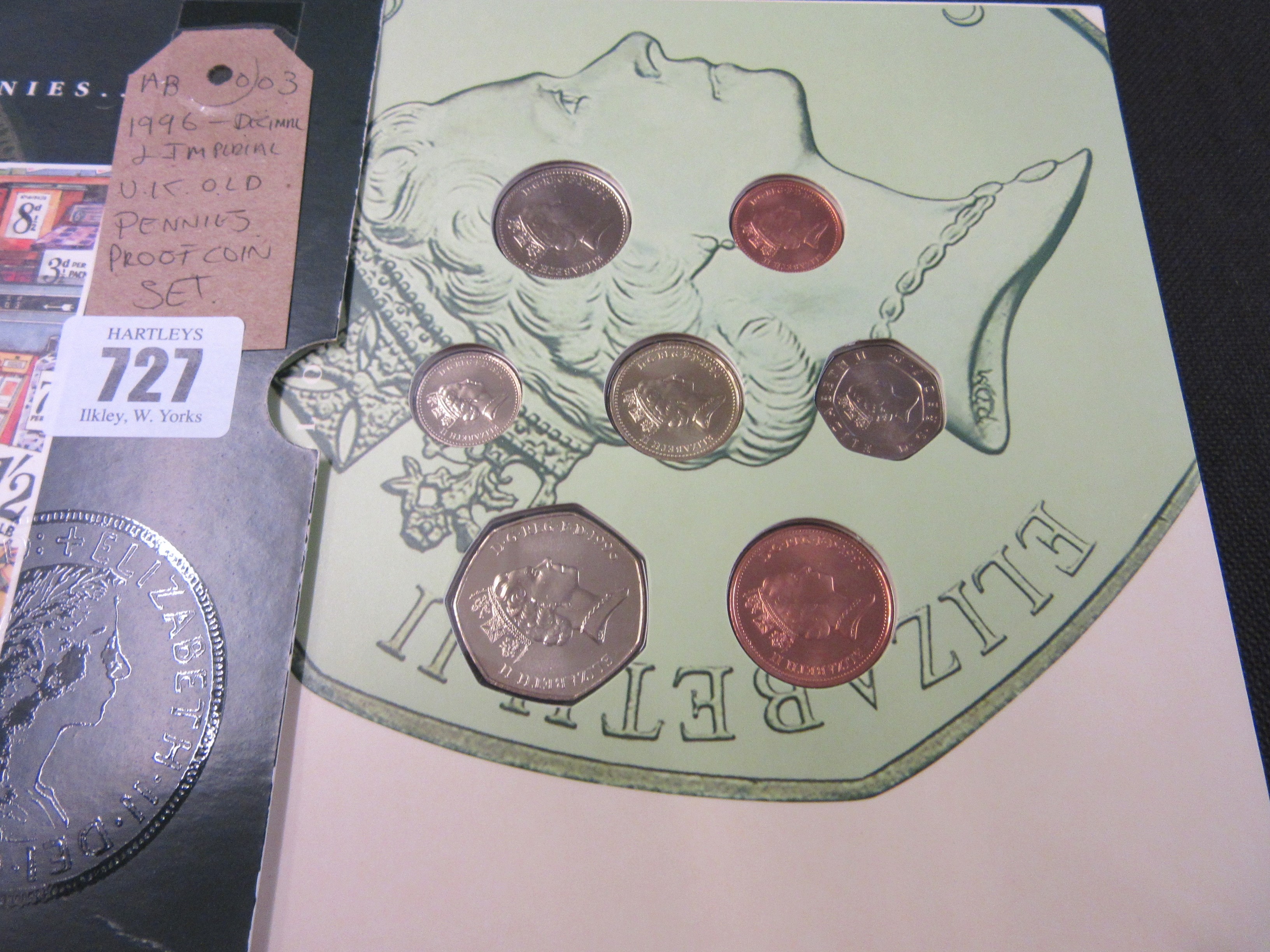 1996 DECIMAL AND IMPERIAL UK OLD PENNIES PROOF COIN SET Image