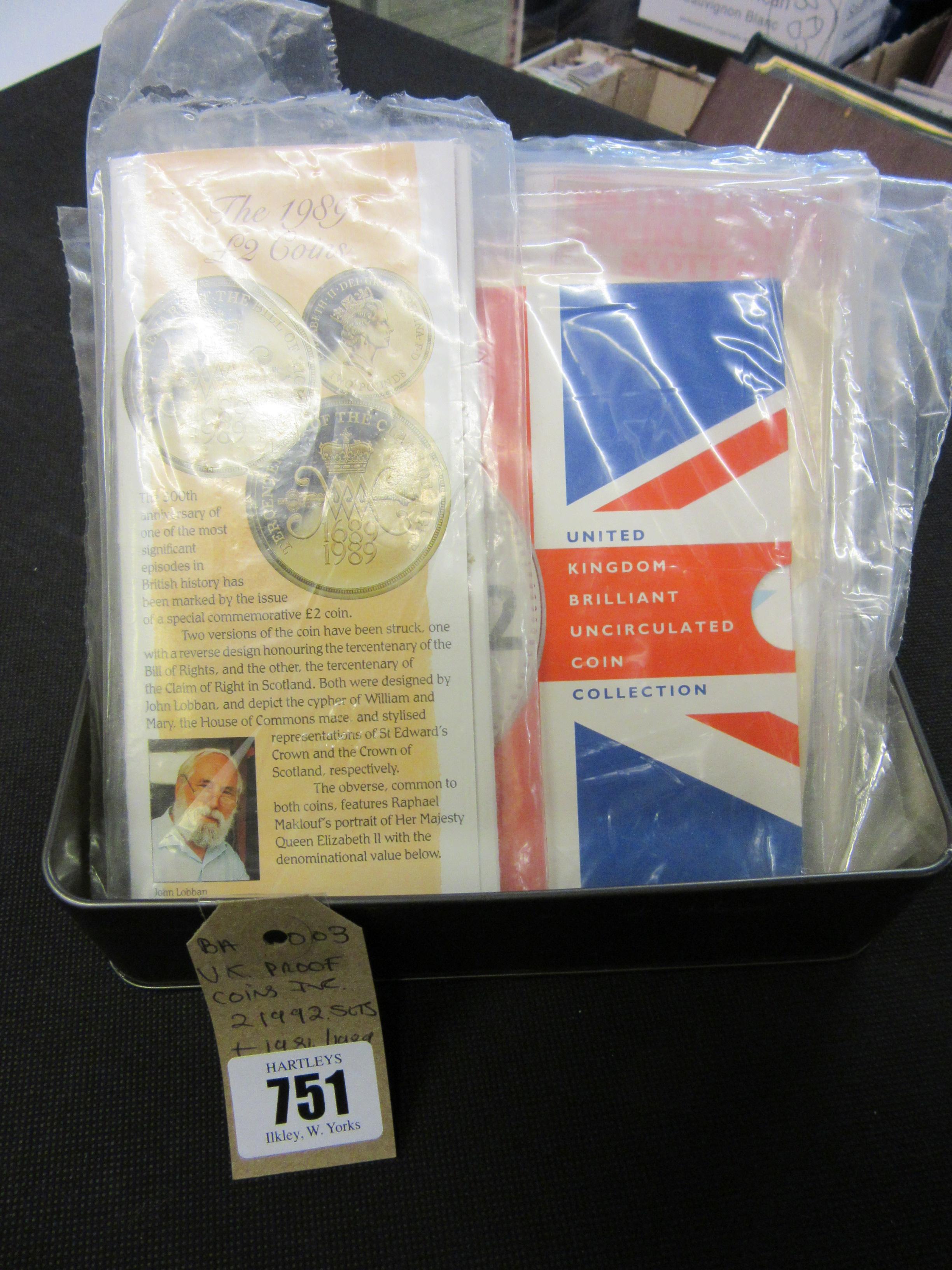UK PROOF COINS INCLUDING TWO 1992 SETS WITH 1984 AND 1989 TWO POUND COINS Image