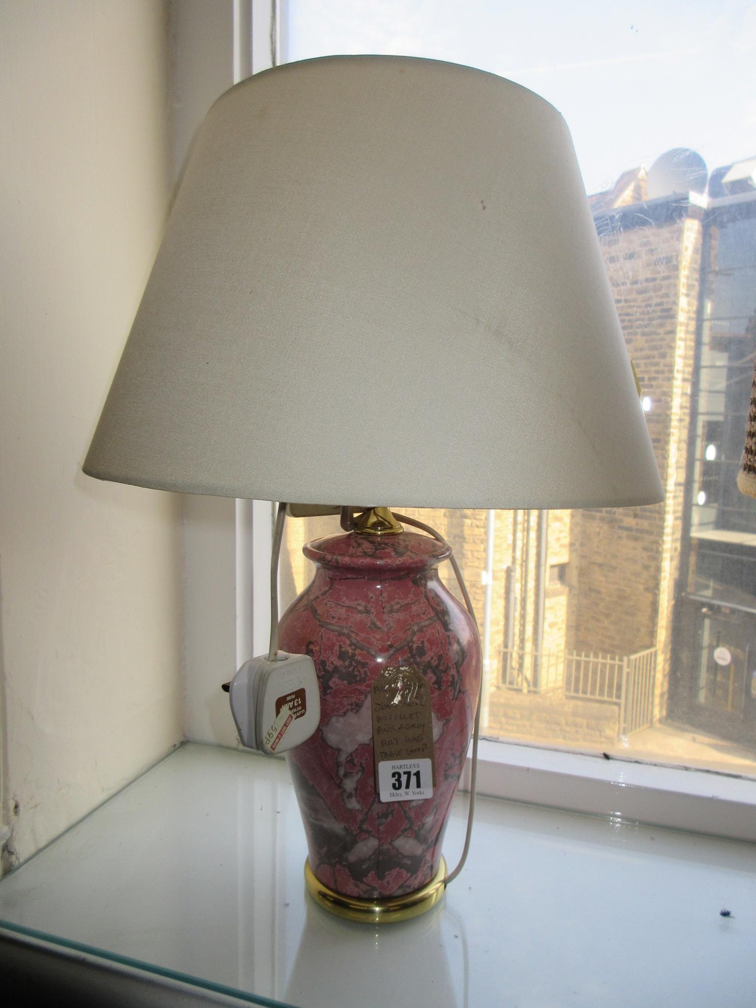 JEAN NOEL BOUILLET PINK AND GREY ART GLASS TABLE LAMP Image