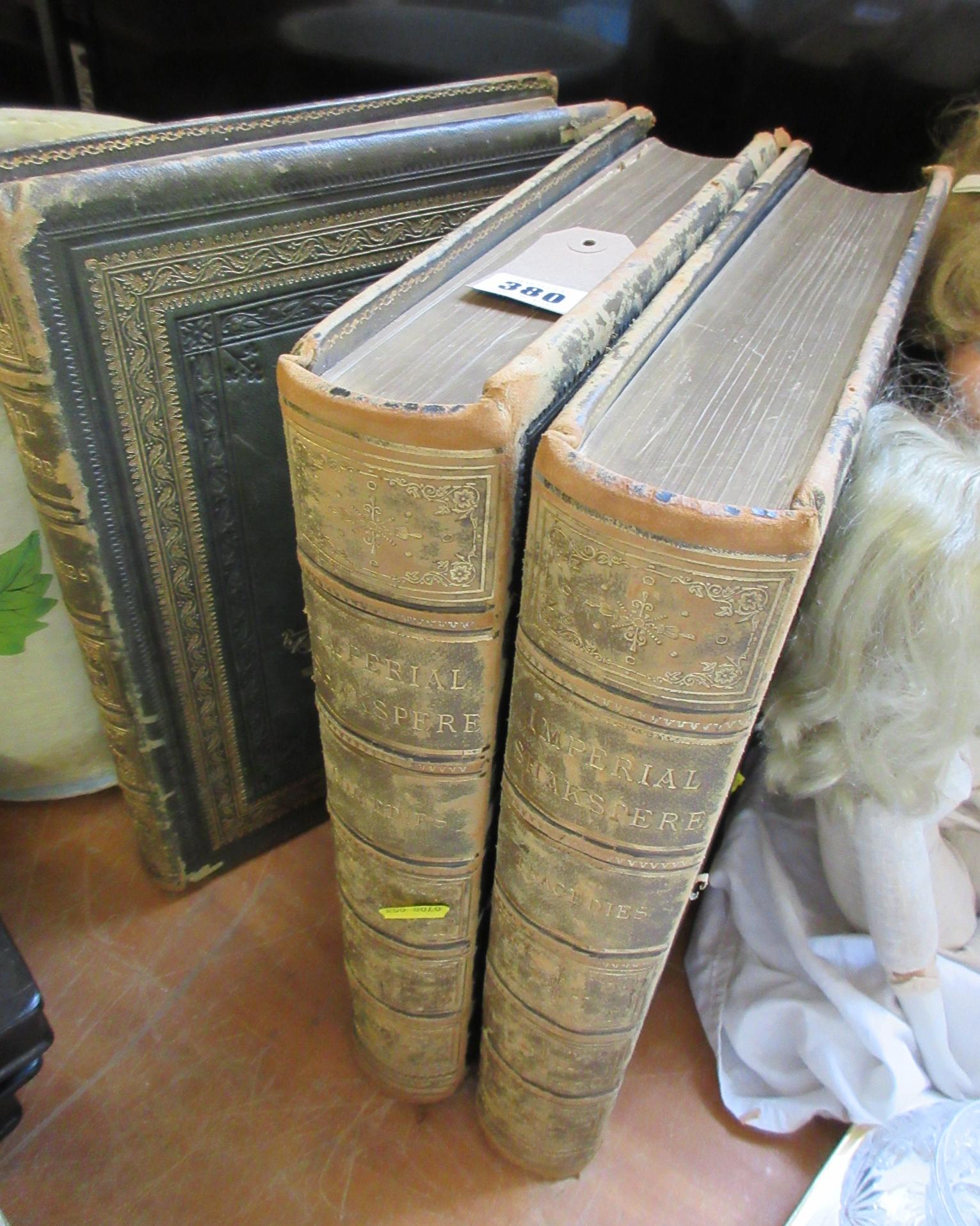 THREE LEATHER BOUND VOLUMES IMPERIAL SHAKESPEARE Image