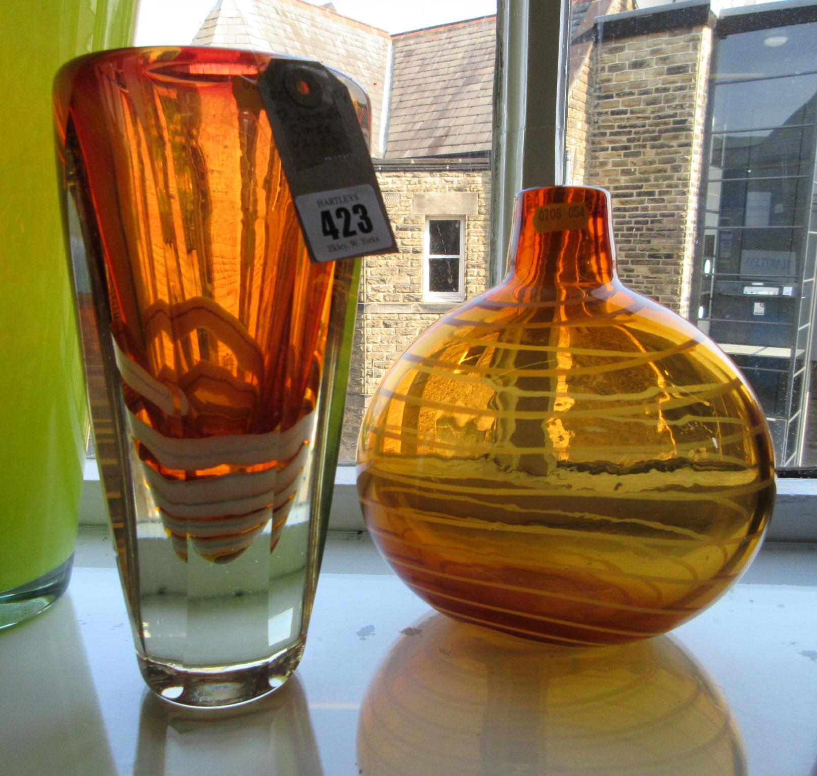 MURANO SUMMERSO AMBER GLASS VASE AND ANOTHER Image