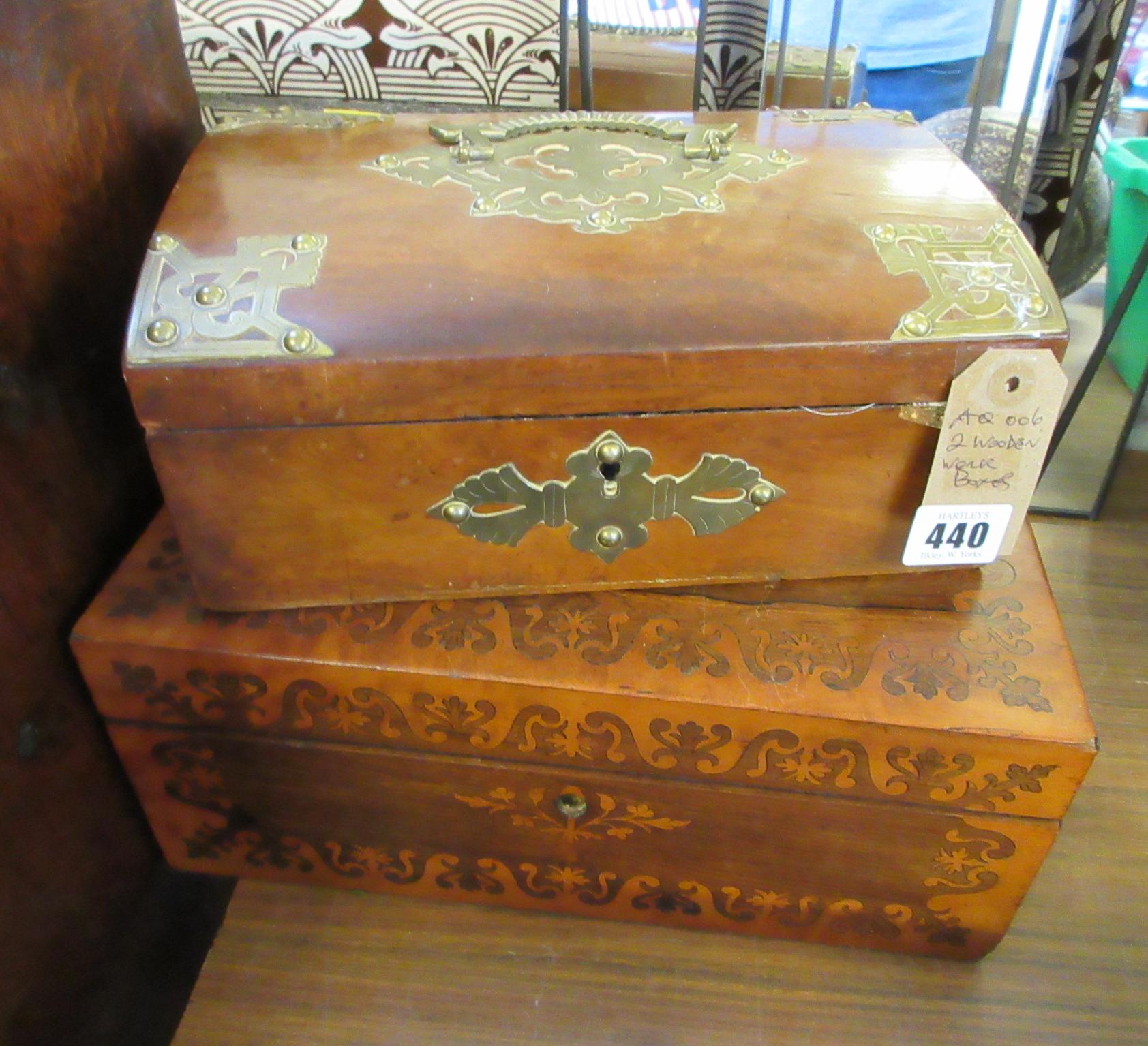 TWO WOODEN WORK BOXES Image