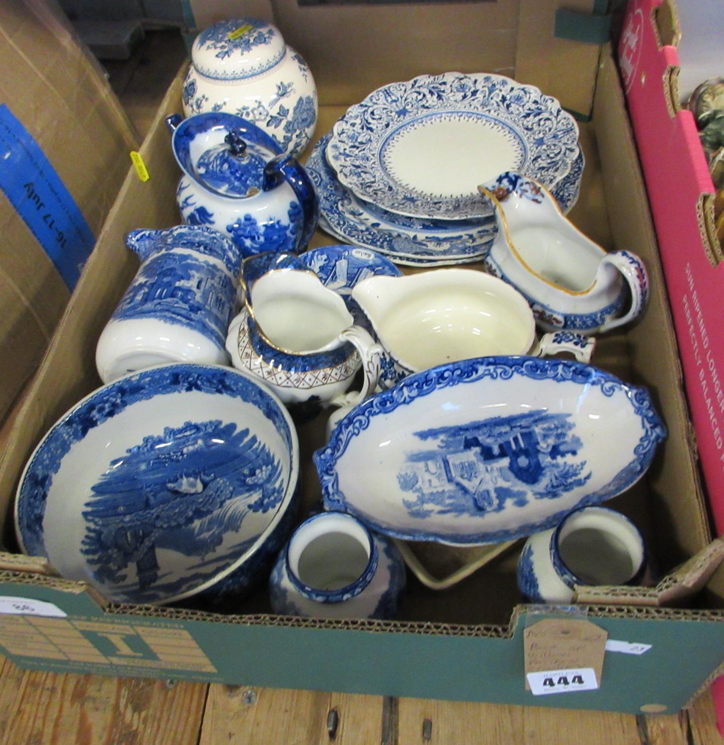 BOX OF WILLOW PATTERN CERAMICS Image