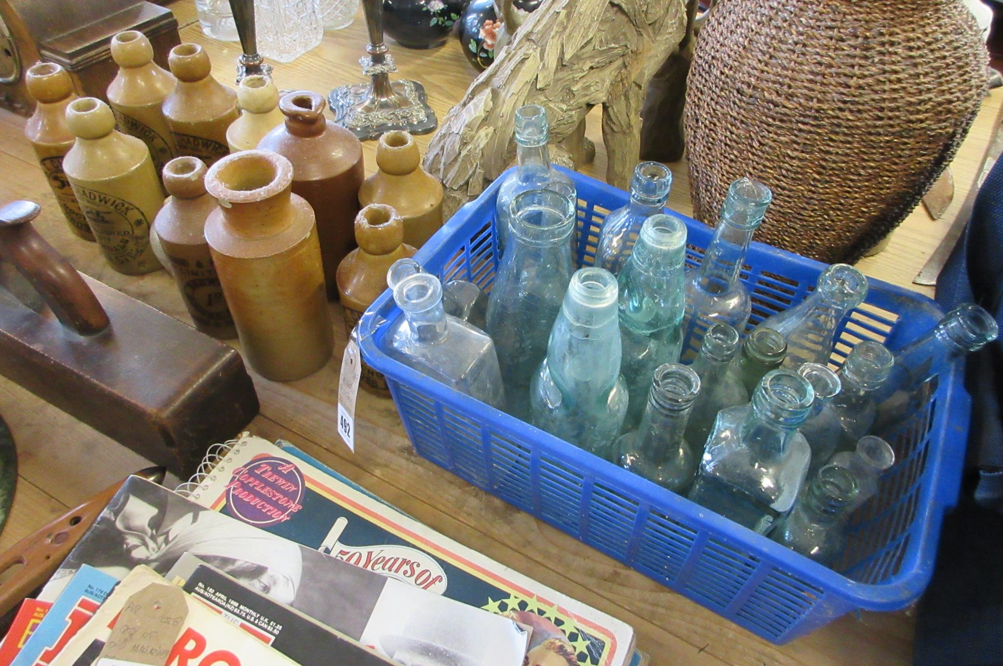 COLLECTION OF VINTAGE STONEWARE AND GLASS BOTTLES Image