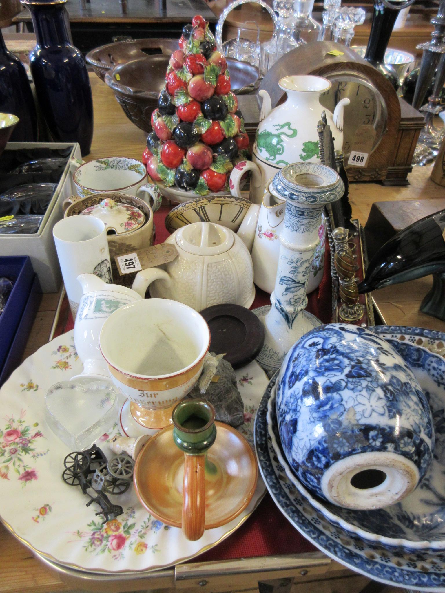 TRAY OF CERAMICS INCLUDING LOVING CUP Image