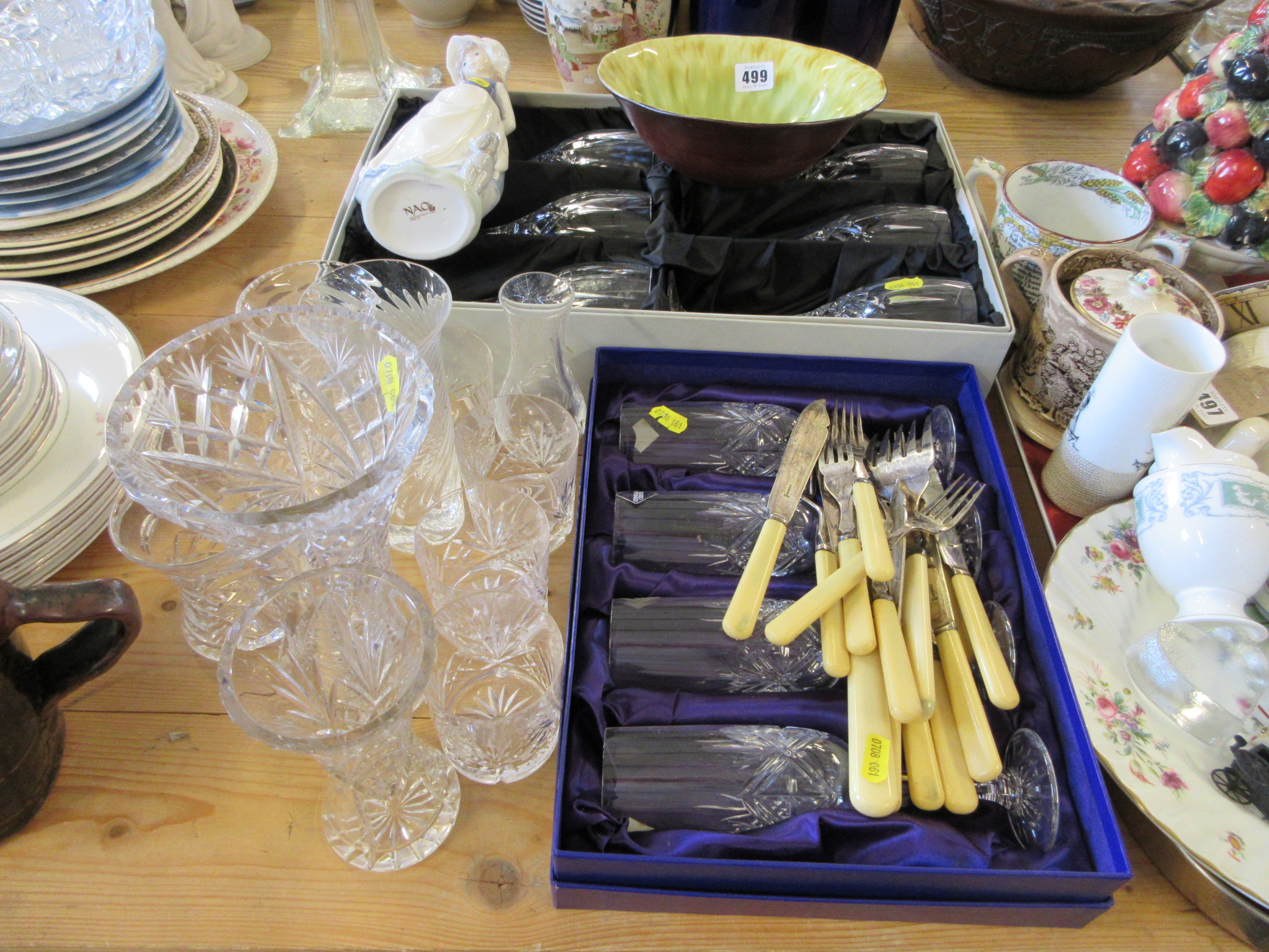 QUANTITY OF STUART AND EDINBURGH CRYSTAL GOBLETS WITH NAO FIGURE ETC Image