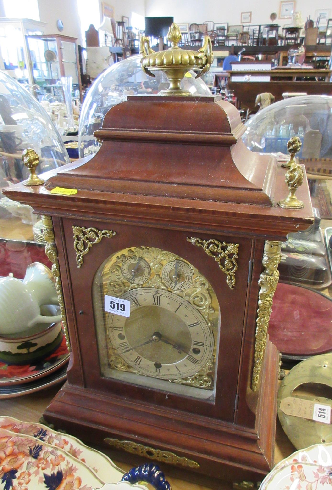 ORNATE MAHOGANY AND ORMOLU MANTLE CLOCK Image