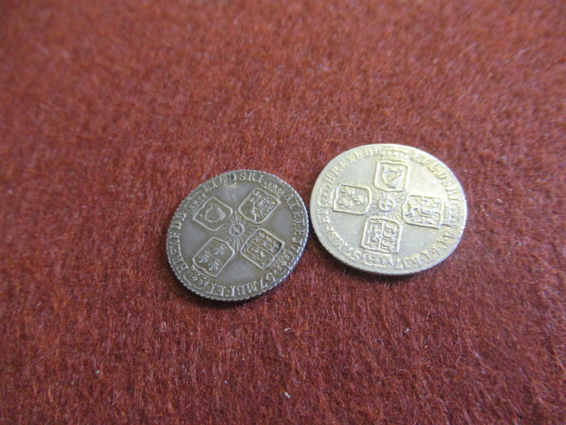 TWO 1757 GEORGE II SILVER SIXPENCES Image