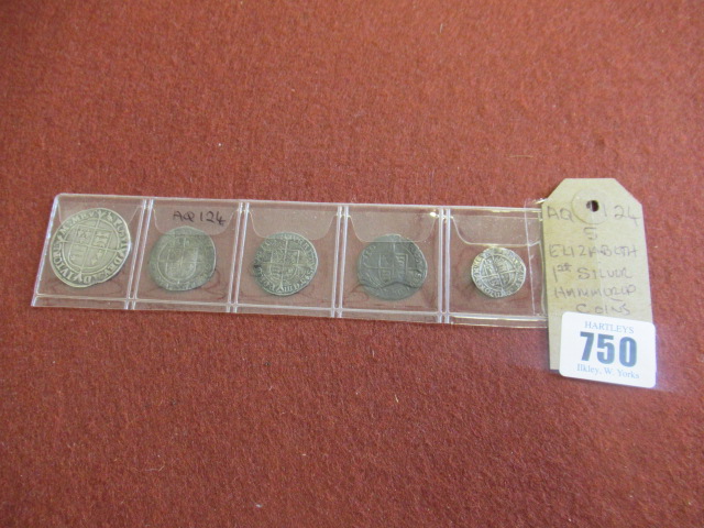 FIVE ELIZABETH I SILVER HAMMERED COINS Image