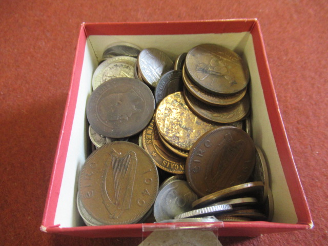 BOX OF SILVER AND COPPER WORLD COINS Image