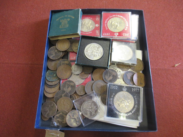 TIN OF COINS INCLUDING 1951 FESTIVAL OF BRITAIN COIN Image