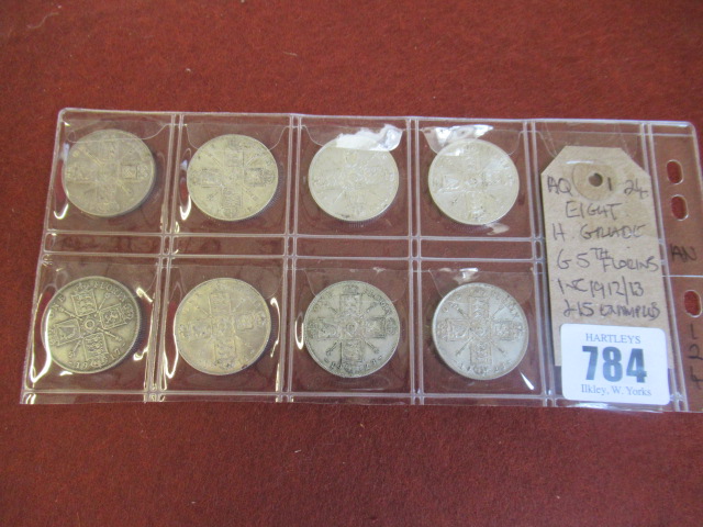 EIGHT HIGH GRADE GEORGE V FLORINS INCLUDING 1912 / 13 / 15 EXAMPLES Image