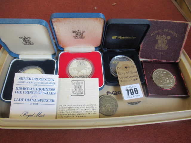 QUANTITY OF SILVER COMMEMORATIVE CROWNS Image