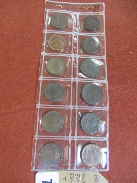 TWELVE ENGLISH FARTHINGS DATED 1675 - 1837 Image