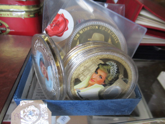 SEVEN LARGE UK ROYAL COMMEMORATIVE MEDALLIONS Image