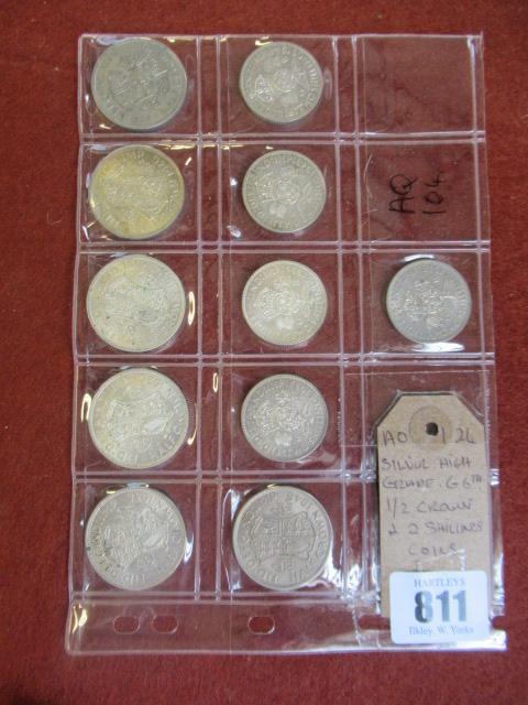 SILVER HIGH GRADE GEORGE VI HALF CROWNS AND TWO SHILLING COINS Image