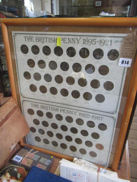 FRAMED BRITISH PENNY COLLECTION CIRCA 1895 - 1967 Image