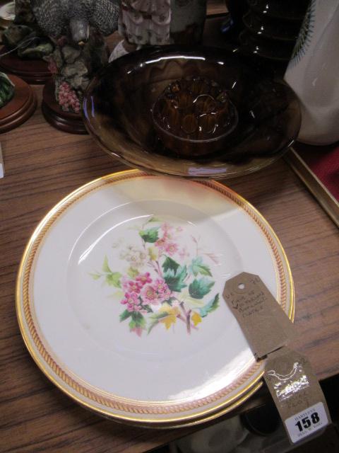 PAIR OF VICTORIAN PLATES AND A FLOWER FROG Image