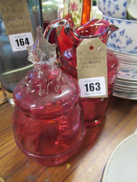 TWO PIECES OF CRANBERRY GLASS Image