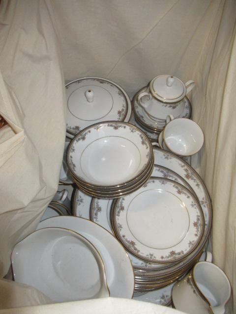 BASKET OF NORITAKE CHINA TABLEWARE Image