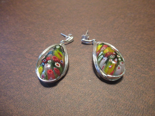 PAIR OF SILVER MILLEFIORI EARRINGS Image