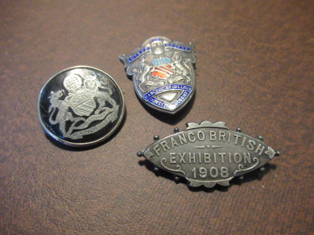 FRANCO BRITISH EXHIBITION 1908 SILVER BADGE AND TWO OTHERS Image