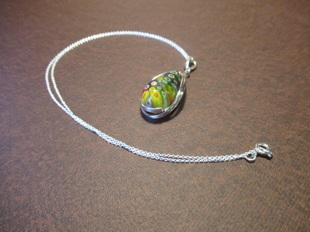 SILVER MILLEFIORI PENDANT ON SILVER CHAIN Image